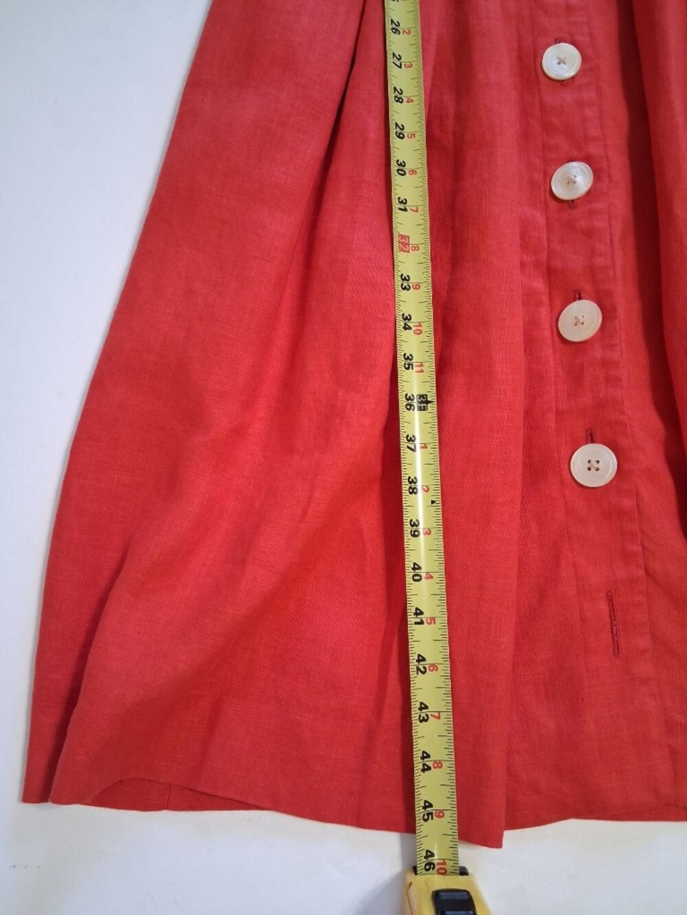 Vintage Chetta B Red Linen Blend Button Front Midi Dress Size 6 Union Made - Picture 15 of 15